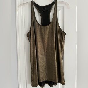 Express Metallic Gold Black Racerback tank